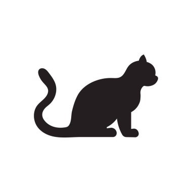 Kedi simgesi logo silueti tasarım şablonu çizimi