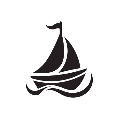 Yat simgesi logo tasarımı silueti çizimi izole edildi