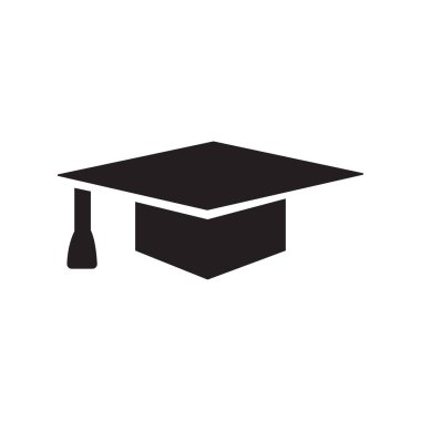 Graduation cap icon logo silhouette design template isolated clipart