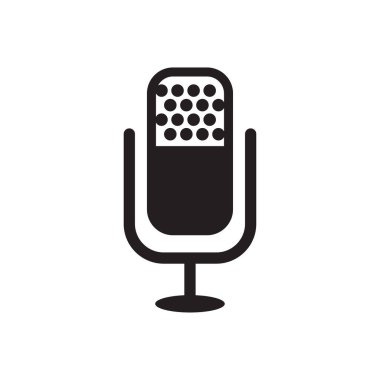 Mic podcast simgesi logo tasarımı şablonu izole edilmiş illüstrasyon