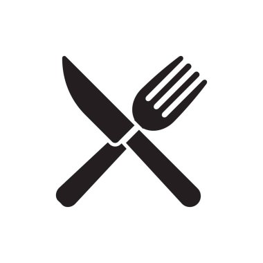Çatal bıçak ikonu logo tasarım şablonu izole edildi