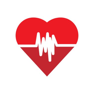 Ekg kalp simgesi logo tasarımı şablonu izole resimleme