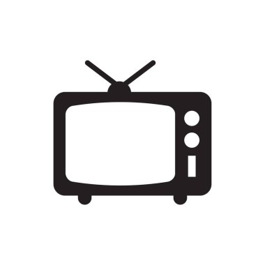 Eski TV simgesi logo tasarımı şablonu izole edilmiş illüstrasyon