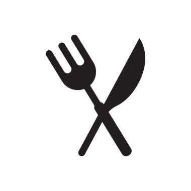 Çatal bıçak ikonu logo tasarımı şablonu izole edilmiş illüstrasyon