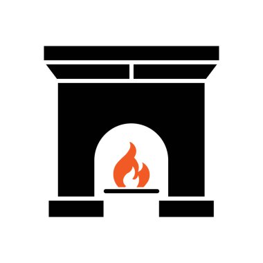 Şömine simgesi logo tasarımı şablonu izole edilmiş illüstrasyon