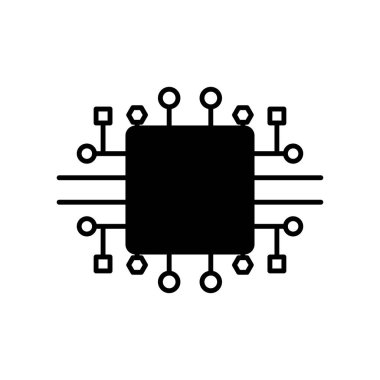İşlemci simgesi logo tasarımı şablonu izole çizimi