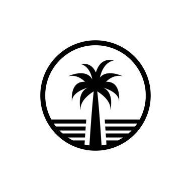 Palmiye ağacı simgesi logo tasarımı şablonu izole edilmiş illüstrasyon