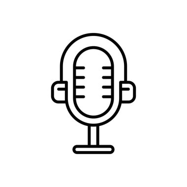 Mic podcast simgesi logo tasarımı şablonu izole edilmiş illüstrasyon