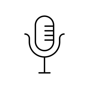 Mic podcast simgesi logo tasarımı şablonu izole edilmiş illüstrasyon