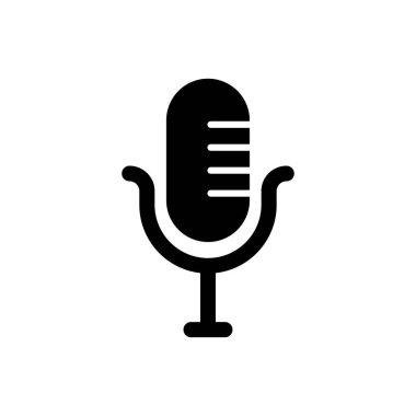 Mic podcast simgesi logo tasarımı şablonu izole edilmiş illüstrasyon