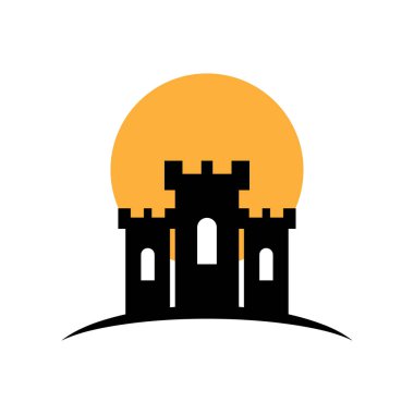 Castle simgesi logo tasarım şablonu izole edilmiş illüstrasyon
