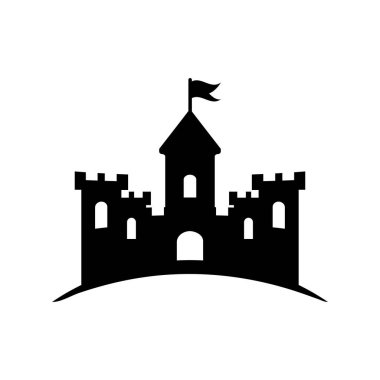 Castle simgesi logo tasarım şablonu izole edilmiş illüstrasyon