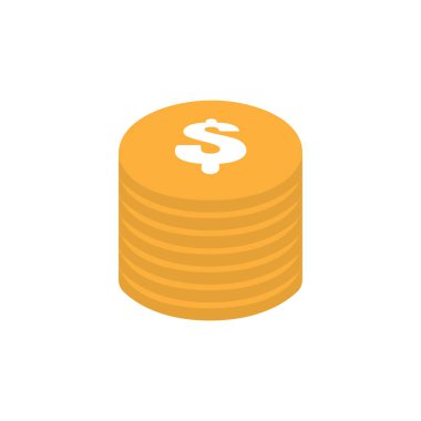 Bozuk para yığını logo tasarımı şablonu izole resimleme