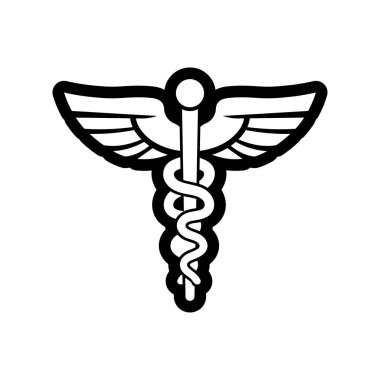 Caduceus simgesi logo tasarım şablonu izole resimleme