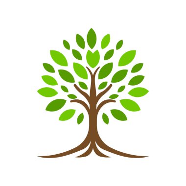 Ağaç simgesi logo tasarımı şablonu izole edilmiş illüstrasyon