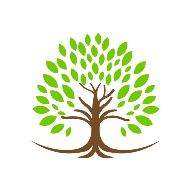 Ağaç simgesi logo tasarımı şablonu izole edilmiş illüstrasyon