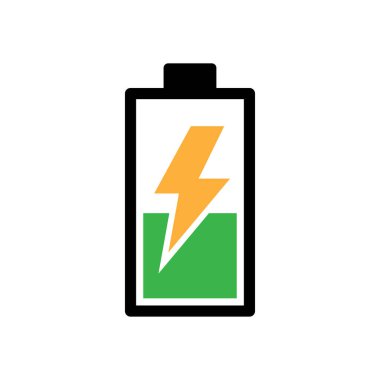 Batarya simgesi logo tasarımı şablonu izole edilmiş illüstrasyon