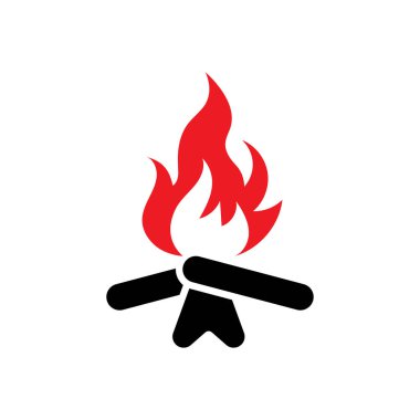 Şenlik ateşi simgesi logo tasarımı şablonu izole edilmiş illüstrasyon