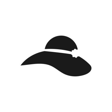 Kadın şapka simgesi logo tasarımı şablonu izole edilmiş illüstrasyon