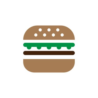 Burger simgesi logo tasarımı şablonu izole edilmiş illüstrasyon