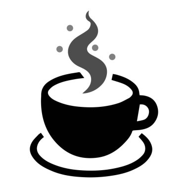 Sıcak kahve ikonu logo tasarım şablonu izole illüstrasyon