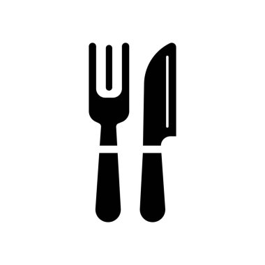 Çatal ve bıçak simgesi logo tasarımı şablonu izole çizimi
