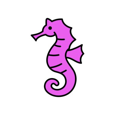 Deniz atı simgesi logo tasarımı şablonu izole çizimi