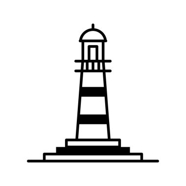 Deniz feneri simgesi logo tasarımı şablonu izole edilmiş illüstrasyon