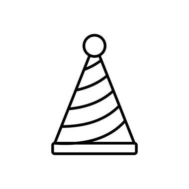 Doğum günü şapkası simgesi logo tasarımı şablonu izole edilmiş illüstrasyon