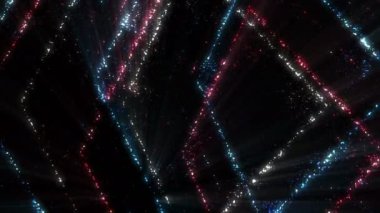 Siyah arkaplanda yanıp sönen renkli kare şekiller