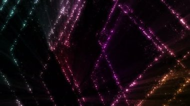 Siyah arkaplanda yanıp sönen renkli kare şekiller