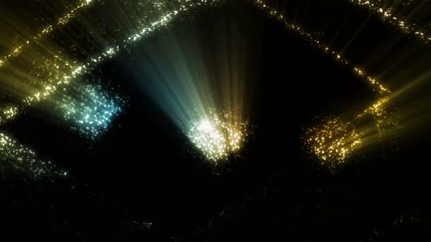 Farbige Lichter Blinken Und Leuchten Durch Löcher Und Quadratische Formen — Stockvideo