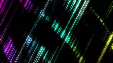 Siyah arkaplanda parlak renkli hareket çizgilerine sahip video