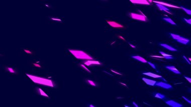 Siyah arkaplanda uçan renkli geometrik parçacıklar