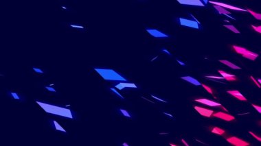 Siyah arkaplanda uçan renkli geometrik parçacıklar
