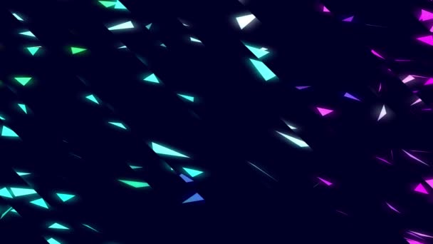 Particules Géométriques Colorées Volant Sur Fond Noir — Video