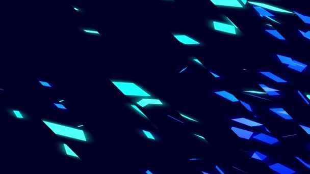 黒色の背景に飛ぶ色の幾何学的粒子 — ストック動画