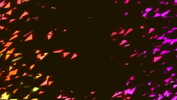 Цветные Геометрические Частицы Летящие Черном Фоне — стоковое видео