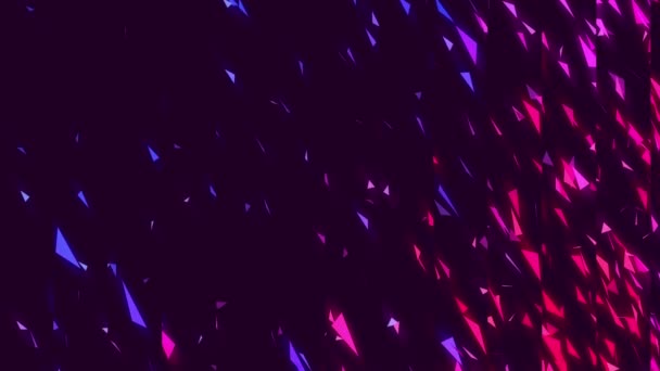 Gekleurde Geometrische Deeltjes Die Zwarte Achtergrond Vliegen — Stockvideo