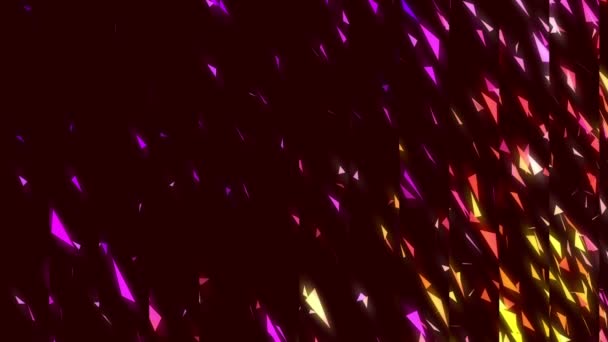 Colored Geometric Particles Flying Black Background — Stock Video