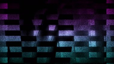 Renkli geometrik şekiller koyu kirli arka planda hareket ediyor