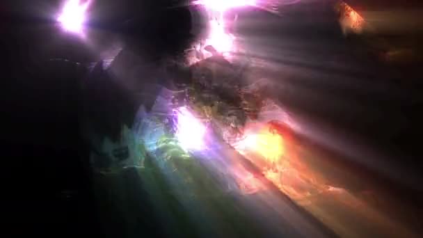 Цветные Огни Просачиваются Сквозь Темную Субстанцию Художественный Фон — стоковое видео
