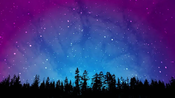 Yıldızlı ve dağlı gece göğü
