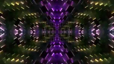 Koyu fütüristik tünel ve hareket eden hafif parçalar