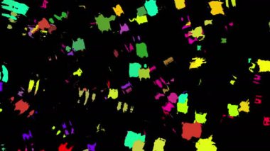 Siyah arkaplanda hareket eden çok renkli fırça darbeleri