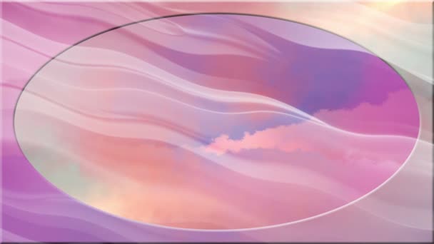 Abstrakter Farbhintergrund Mit Beweglichen Wellen Und Ovalem Rahmen — Stockvideo