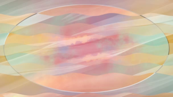 Abstrakter Farbhintergrund Mit Beweglichen Wellen Und Ovalem Rahmen — Stockvideo