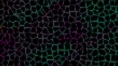 Siyah arkaplanda parlak renkli yanıp sönen ve hareket eden ışıklar