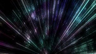 Siyah arkaplanda parlak renkli yanıp sönen ve hareket eden ışıklar