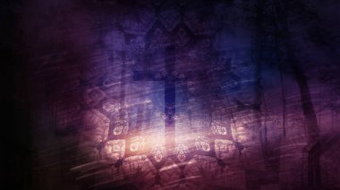 Işıldayan haçla eski grunge arkaplanı 